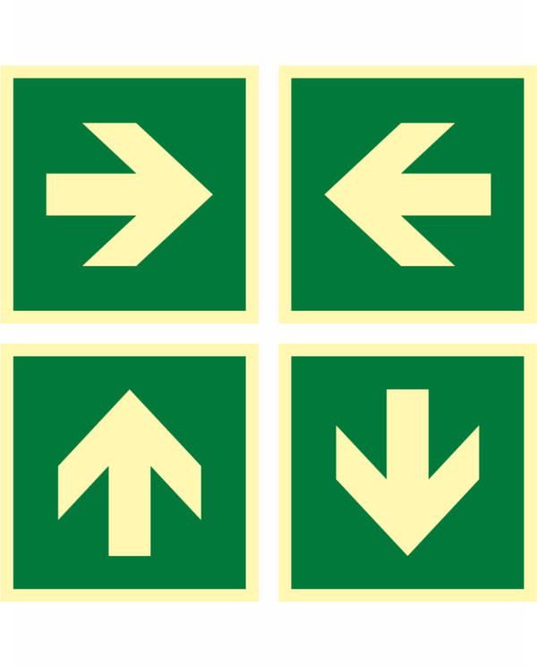 Směrová šipka (vpravo, vlevo, rovně) ISO 7010 - fotoluminiscenční