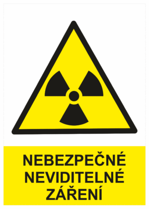 Výstražná bezpečnostní tabulka symbol s textem: "Nebezpečné neviditelné záření"