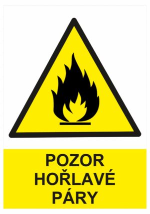 Výstražná bezpečnostní tabulka symbol s textem: "Pozor hořlavé páry"