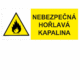 Výstražná bezpečnostní tabulka symbol s textem: "Nebezpečná hořlavá kapalina"