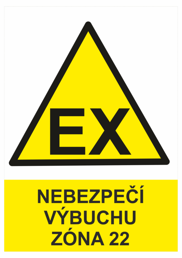 Výstražná bezpečnostní tabulka symbol s textem: "Nebezpečí výbuchu zóna 22"