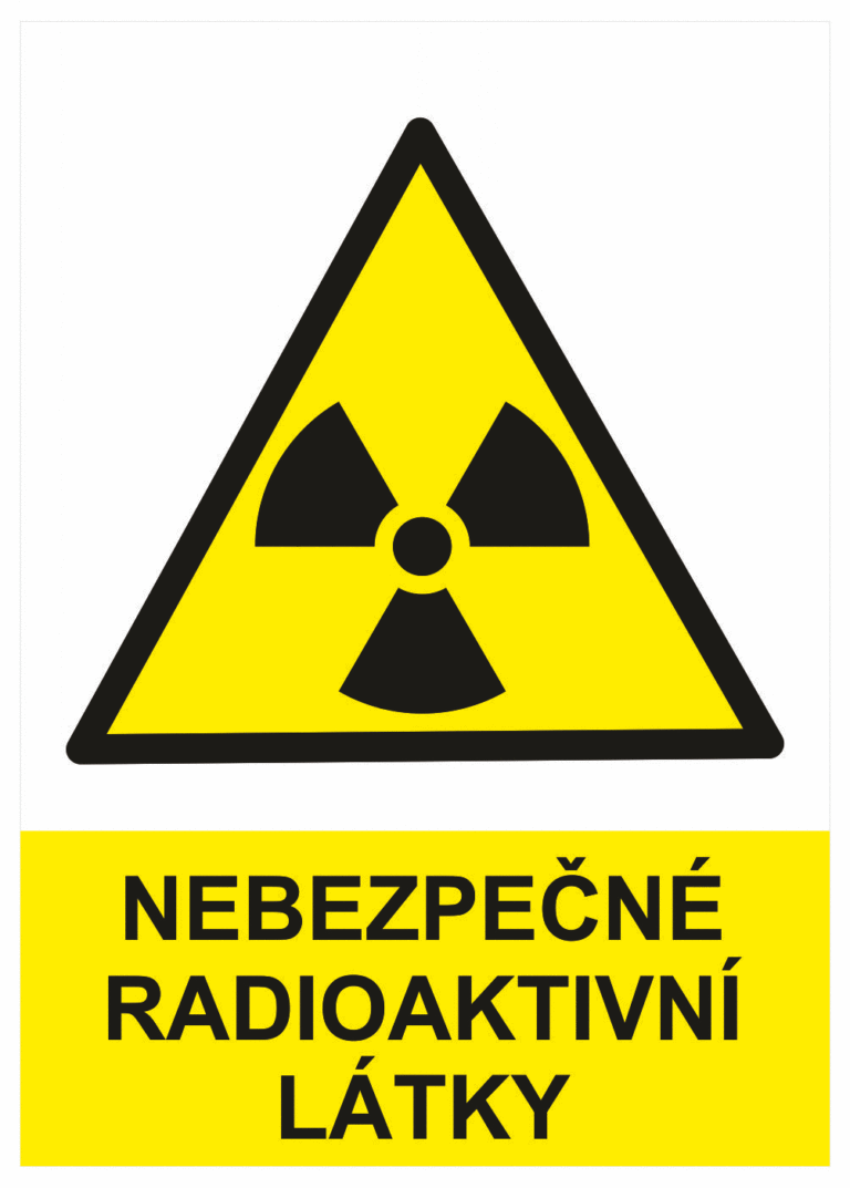 Výstražná bezpečnostní tabulka symbol s textem: "Nebezpečné radioaktivní látky"