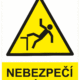 Výstražná bezpečnostní tabulka symbol s textem: "Nebezpečí pádu"