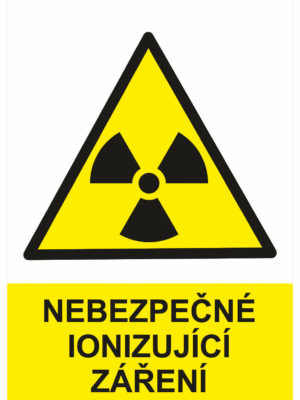 Výstražná bezpečnostní tabulka symbol s textem: "Nebezpečné ionizující záření"