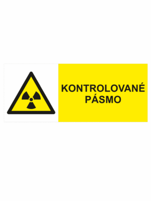 Výstražná bezpečnostní tabulka symbol s textem: "Kontrolované pásmo"