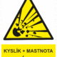 Výstražná bezpečnostní tabulka symbol s textem: "Kyslík + Mastnota = Výbuch"
