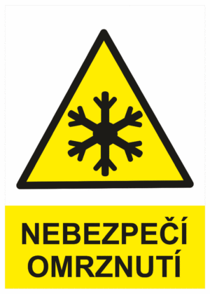 Výstražná bezpečnostní tabulka symbol s textem: "Nebezpečí omrznutí"