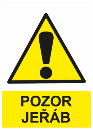 Výstražná bezpečnostní tabulka symbol s textem: "Pozor jeřáb"