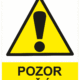 Výstražná bezpečnostní tabulka symbol s textem: "Pozor jeřáb"
