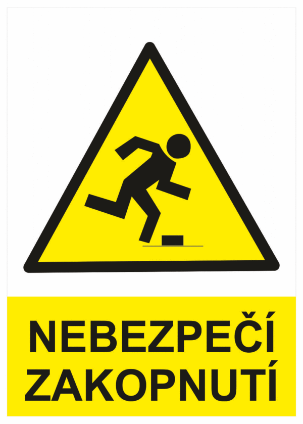 Výstražná bezpečnostní tabulka symbol s textem: "Nebezpečí zakopnutí"