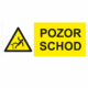 Výstražná bezpečnostní tabulka symbol s textem: "Pozor schod"