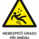 Výstražná bezpečnostní tabulka symbol s textem: "Nebezpečí úrazu při sněhu a náledí"