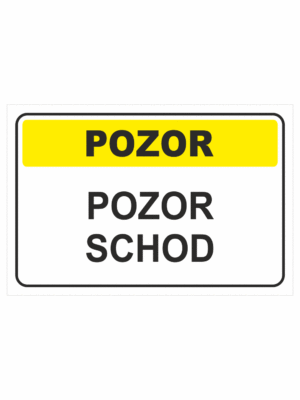 Výstražná textová tabulka: "Pozor schod"