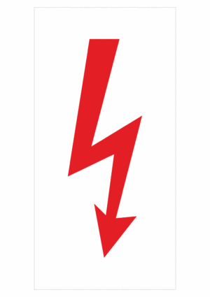Značení elektro a ESD - Symboly a aršíky: Blesk (červený)