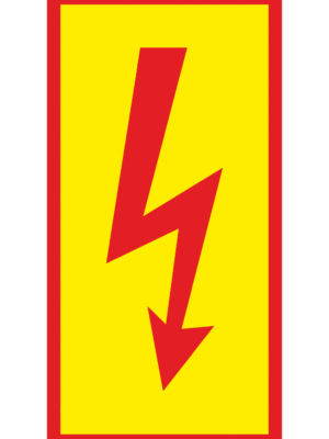 Značení elektro a ESD - Symboly a aršíky: Blesk červený s rámem