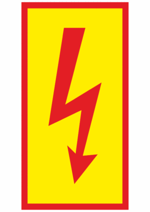Značení elektro a ESD - Symboly a aršíky: Blesk červený s rámem