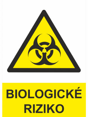 Výstražná bezpečnostní tabulka symbol s textem: "Biologické riziko"