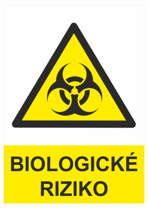 Výstražná bezpečnostní tabulka symbol s textem: "Biologické riziko"