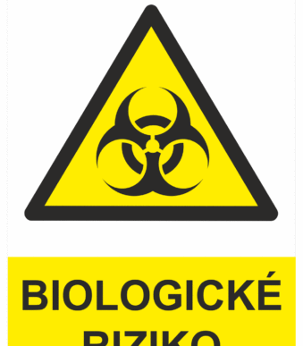 Výstražná bezpečnostní tabulka symbol s textem: "Biologické riziko"