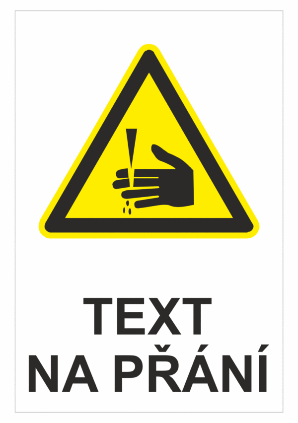 Bezpečnostní výstražná tabulka na přání - Symbol s textem na přání: Nebezpečí useknutí prstů