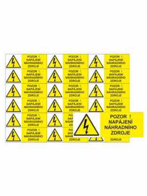 Značení elektro a ESD - Symboly a aršíky: Pozor ! Napájení náhradního zdroje (Aršík)