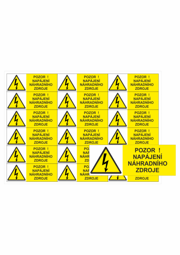 Značení elektro a ESD - Symboly a aršíky: Pozor ! Napájení náhradního zdroje (Aršík)