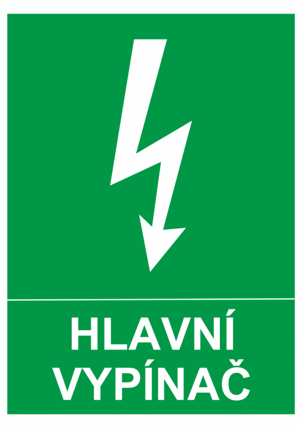 Značení elektro - Značení uzávěrů a vypínačů: Hlavní vypínač