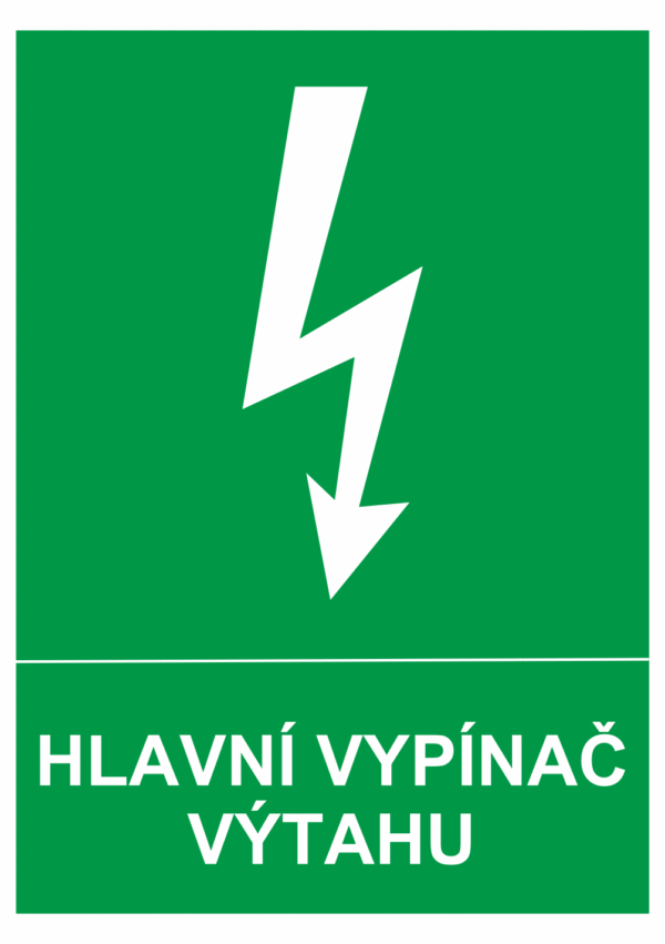 Značení elektro - Značení uzávěrů a vypínačů: Hlavní vypínač výtahu