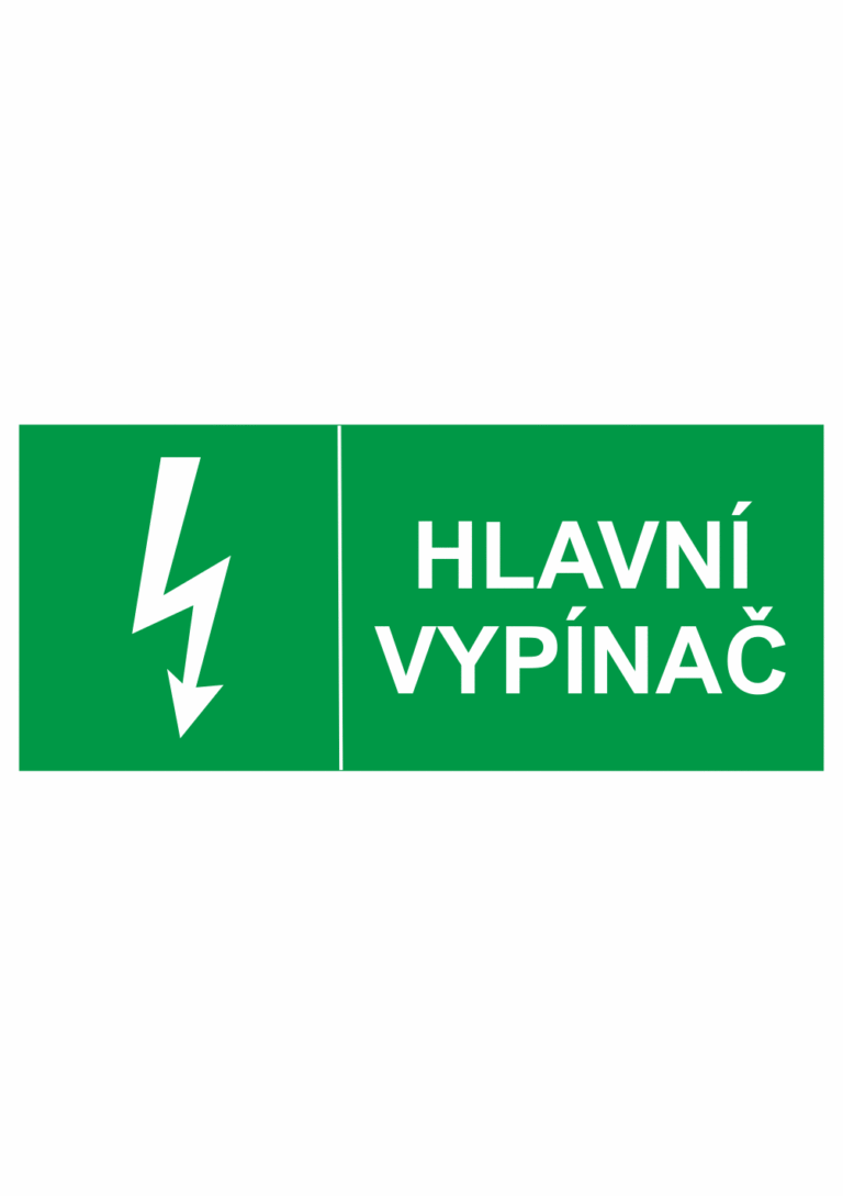 Značení elektro - Značení uzávěrů a vypínačů: Hlavní vypínač
