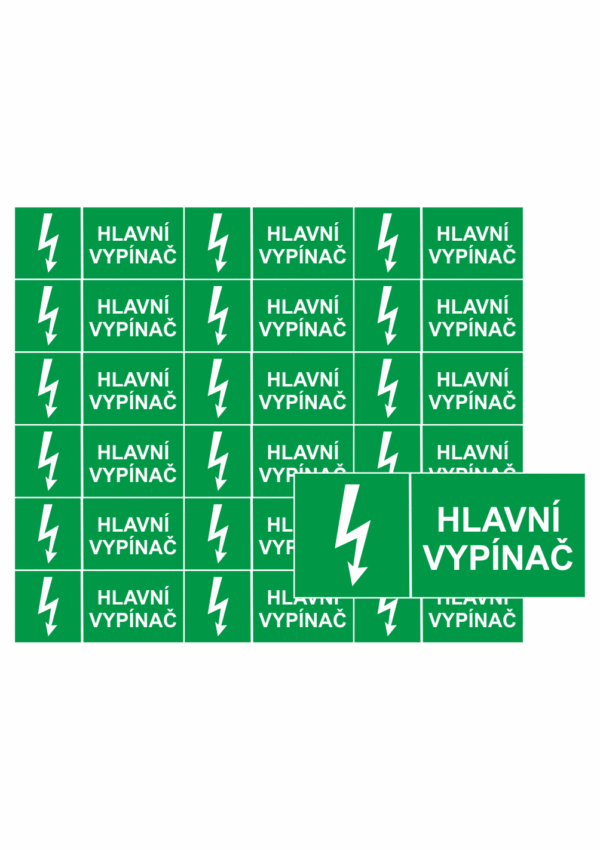 Značení elektro a ESD - Symboly a aršíky: Hlavní vypínač (Aršík)