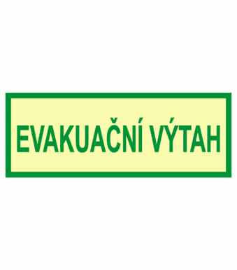 Fotoluminiscenční bezpečnostní značení - Text bez symbolu: "Evakuační výtah"