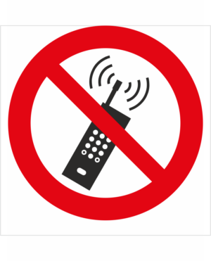 Bezpečnostní značení - Zákazový symbol: Zákaz používání mobilních telefonů