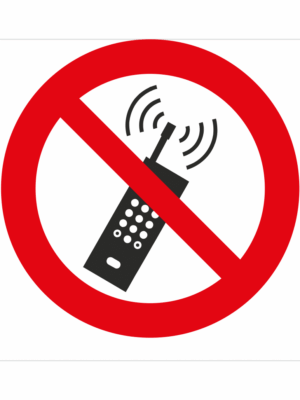 Bezpečnostní značení - Zákazový symbol: Zákaz používání mobilních telefonů
