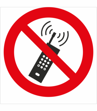 Bezpečnostní značení - Zákazový symbol: Zákaz používání mobilních telefonů