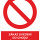 Zákazová bezpečnostní tabulka symbol s textem: "Zákaz uvedení do chodu před uzavřením ochranného krytu"