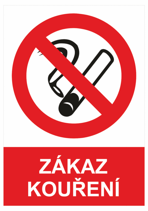 Zákazová bezpečnostní tabulka symbol s textem: "Zákaz kouření"
