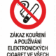 Zákazová bezpečnostní tabulka symbol s textem: "Zákaz kouření a používání elektronických cigaret ve všech prostorách školy"