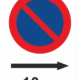Značení budov a místnosti - Označení parkování: Zákaz stání 10 m + Šipka vpravo