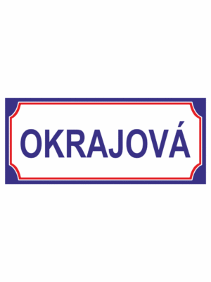 Značení budov - Značení ulic a domů: Označení ulice (Bílý podklad, Modročervený okraj, Modré písmo)