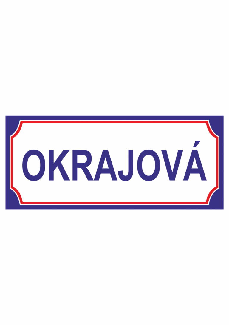 Značení budov - Značení ulic a domů: Označení ulice (Bílý podklad, Modročervený okraj, Modré písmo)