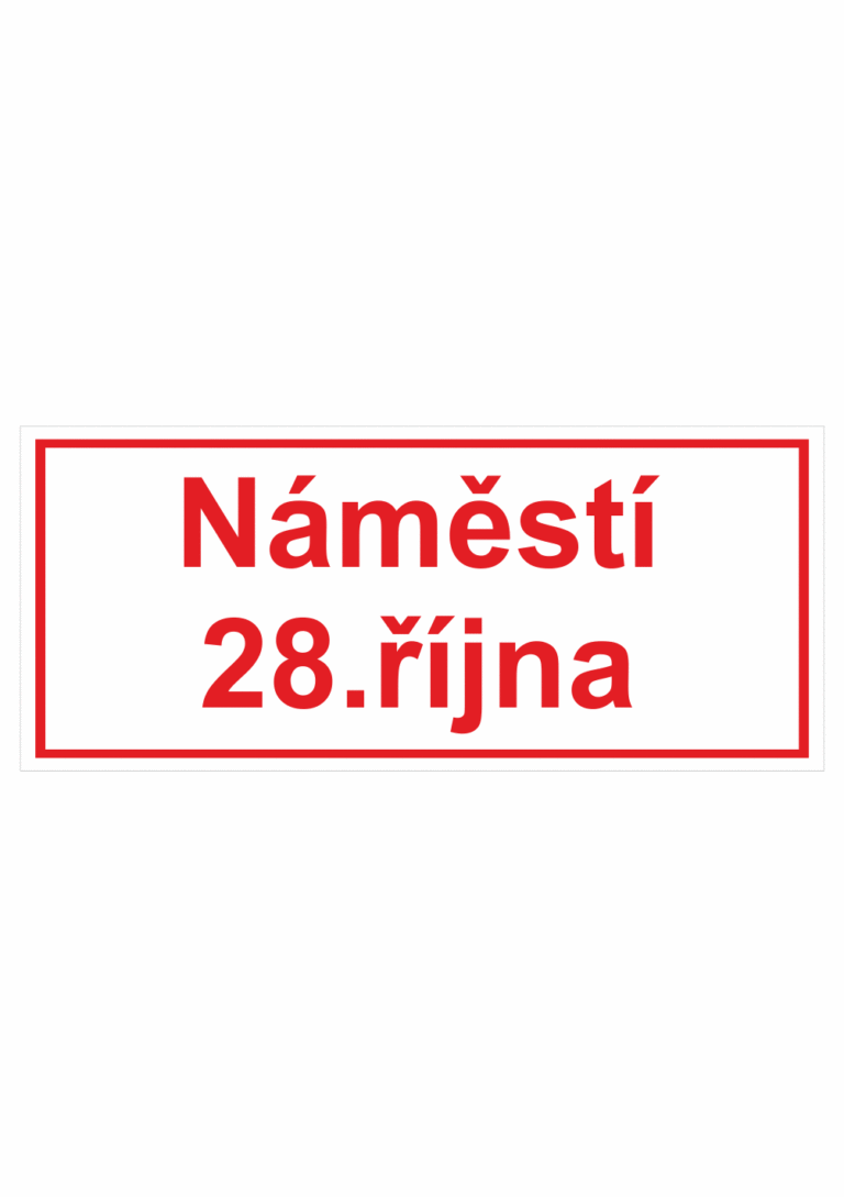 Značení budov - Značení ulic a domů: Označení ulice (Bílý podklad s červeným písmem a okrajem)