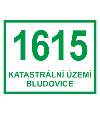 Značení budov - Značení ulic a domů: Číslo evidenční, Číslo + Text (Zelené písmo s bílým podkladem)