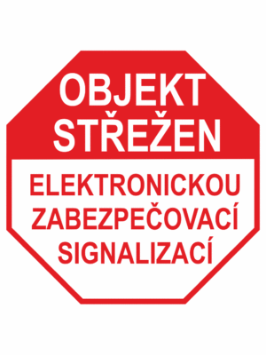 Značení budov - Ochrana a střežení: "Objekt střežen elektronickou zabezpečovací signalizací" (Červenobílé provedení)