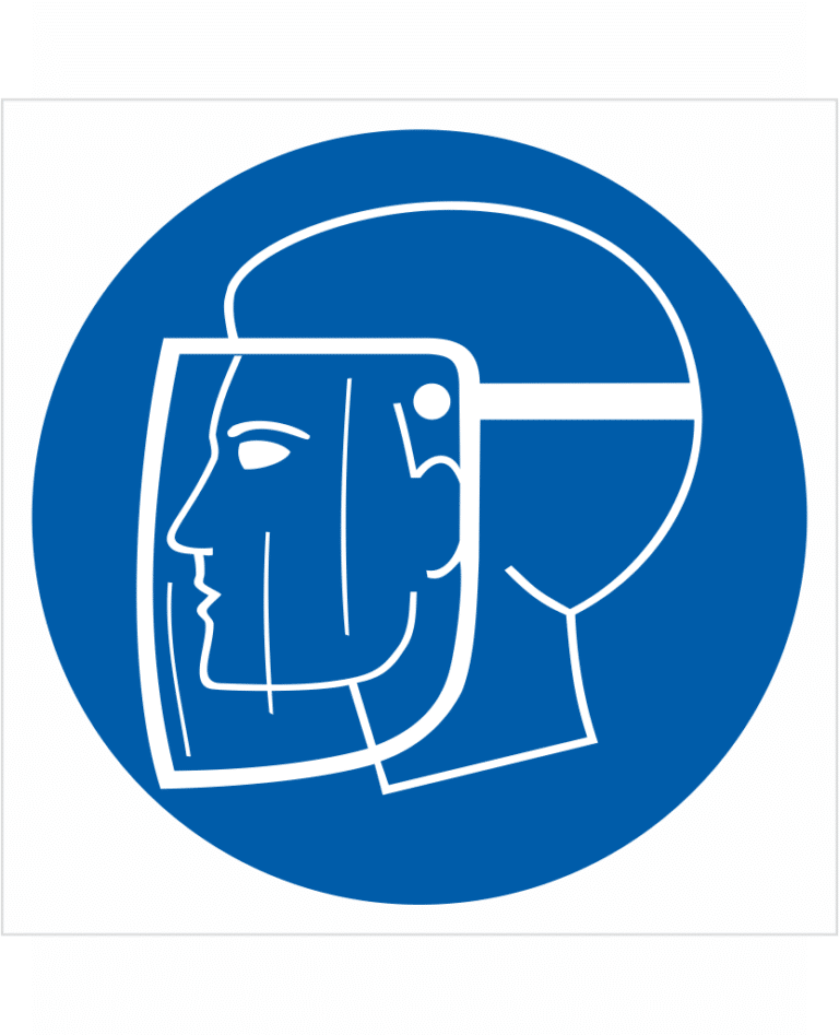 Bezpečnostní značení - Příkazový symbol: Použij obličejový štít