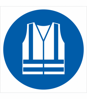 Bezpečnostní značení - Příkazový symbol: Použij ochrannou vestu