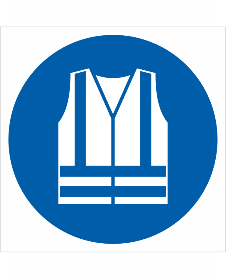 Bezpečnostní značení - Příkazový symbol: Použij ochrannou vestu