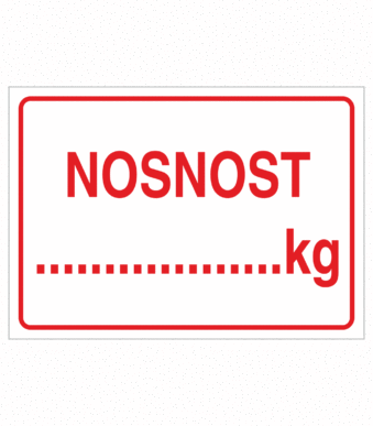 Značení skladů a regálů - Nosnost podlahy: "Nosnost .... kg"