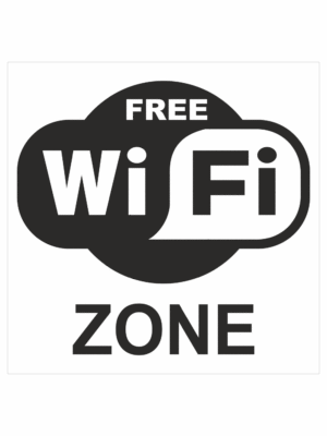 Značení budov, prostorů a vstupů - Označení wifi připojení: "Free WiFi Zone"