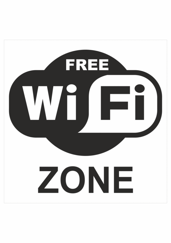 Značení budov, prostorů a vstupů - Označení wifi připojení: "Free WiFi Zone"