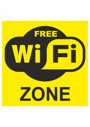 Značení budov, prostorů a vstupů - Označení wifi připojení: "Free WiFi Zone" (Žlutá)